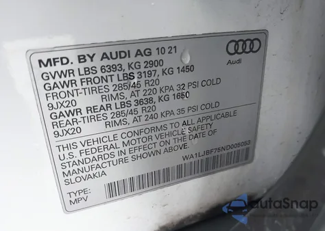 2022 Audi Q7 Premium Plus 45 Tfsi Quattro Tiptronic from USA, damaged, VIN WA1LJBF75ND005053